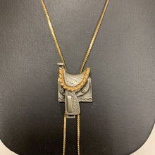 Load image into Gallery viewer, Pewter Goldtone Saddle Adjustable Lariat Necklace (32&quot;)
