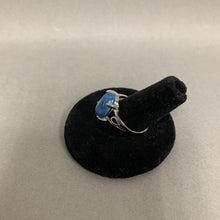 Load image into Gallery viewer, Silver Plated Blue Stone Ring sz 8
