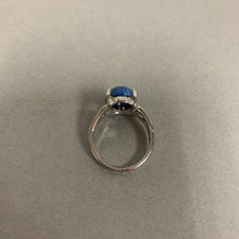 Load image into Gallery viewer, Silver Plated Blue Stone Ring sz 8
