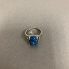 Load image into Gallery viewer, Silver Plated Blue Stone Ring sz 8
