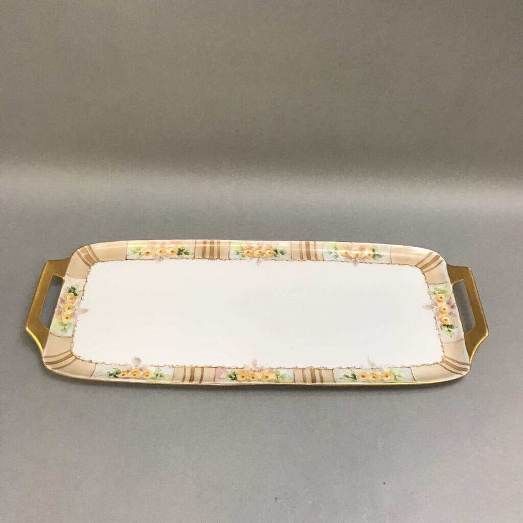 Bavaria 'Favorite' Sandwich Serving Tray; Golden Flowers (17x7)