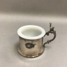 Load image into Gallery viewer, Vintage Silver Plate Metal Shaving Mug w/ Milk Glass Insert (3x3)
