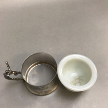 Load image into Gallery viewer, Vintage Silver Plate Metal Shaving Mug w/ Milk Glass Insert (3x3)
