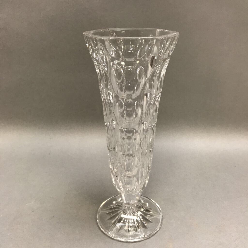 Thumbprint Pattern Tall Footed Floral Vase (9