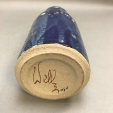 Load image into Gallery viewer, Blue Pottery Vase Signed (8&quot;)
