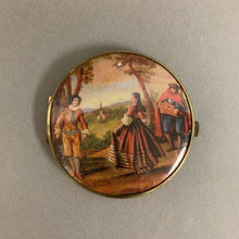Load image into Gallery viewer, Vintage Brass Victorian Dancing Couple Scene Compact Mirror (3")
