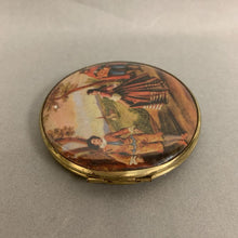 Load image into Gallery viewer, Vintage Brass Victorian Dancing Couple Scene Compact Mirror (3")
