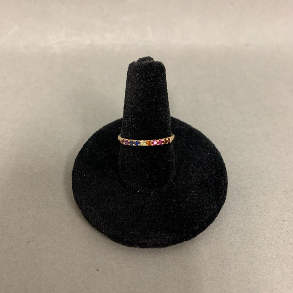 10K Gold Ruby Sapphire Emerald Spinel Rainbow Ring sz 6 (1.4g)