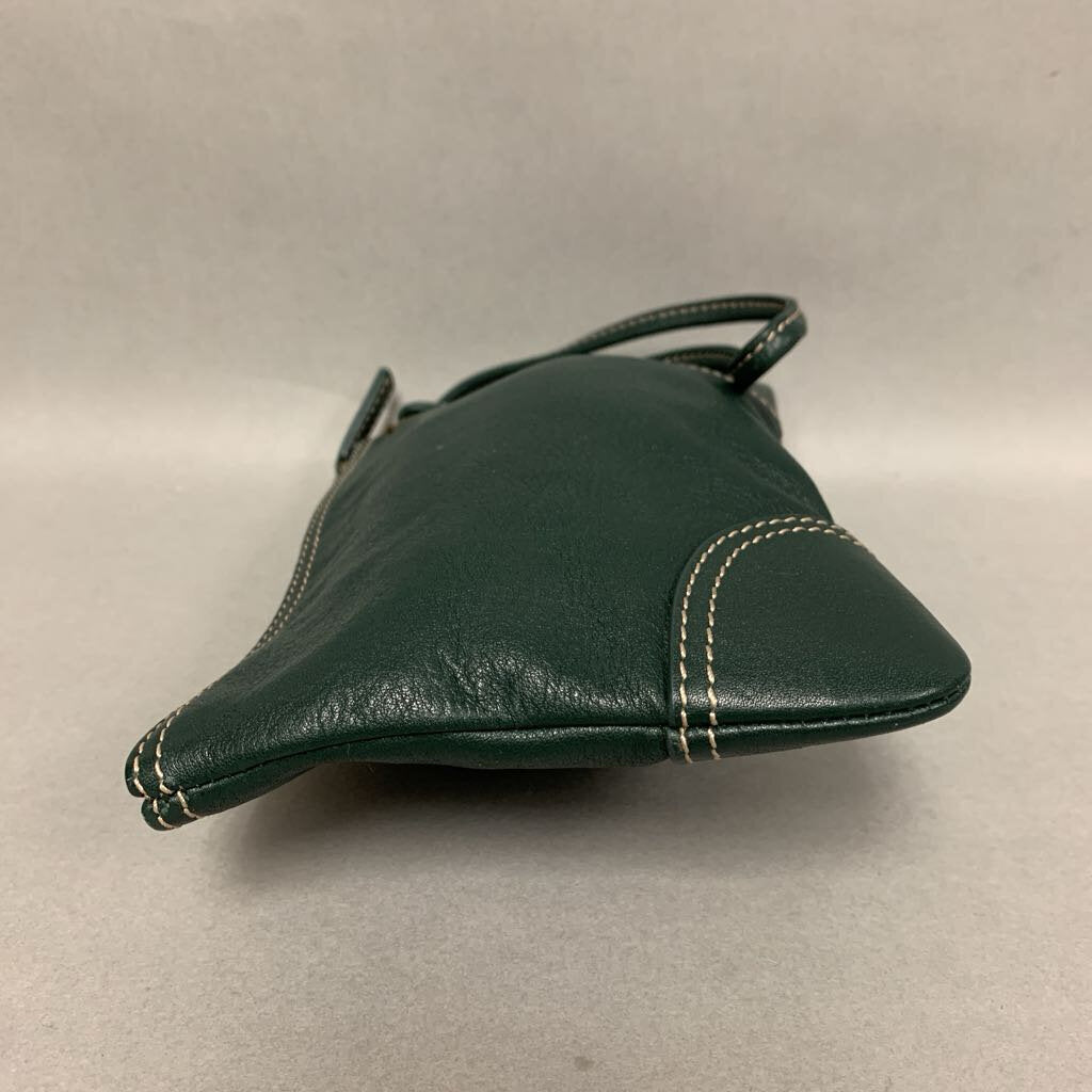 Levenger Forest Green Leather Wristlet Purse 6x8