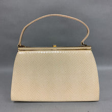 Load image into Gallery viewer, Vintage Naturalizer Cream Faux Snakeskin Latch Handbag Purse (7x11x4&quot;)
