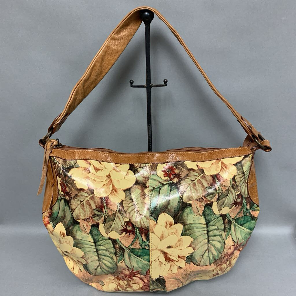 Maurizio Taiuti Floral Leather Hobo Bag Purse (14x18