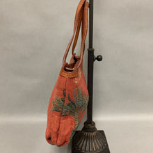 Load image into Gallery viewer, Vintage Tommy Bahama Red Palm Tapestry Leather Trim Hanbag Purse (7.5x9&quot;)
