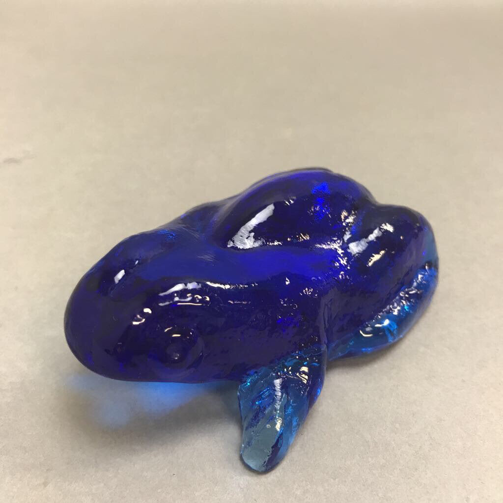 Vintage Blown Glass Frog Blue (4