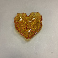 Load image into Gallery viewer, Amber Cut Glass Heart Dish (6&quot;)
