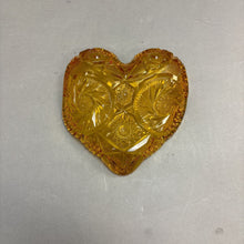 Load image into Gallery viewer, Amber Cut Glass Heart Dish (6&quot;)
