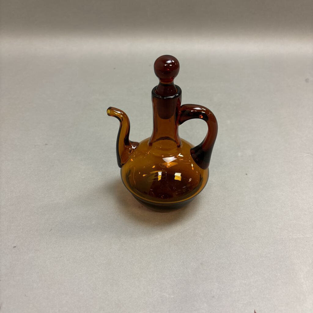 Vintage Amber Glass Te Pot Decanter (6