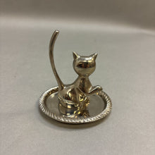 Load image into Gallery viewer, Vintage Cat Kitty Silver Plated Ring Holder Long Tail (4&quot;)
