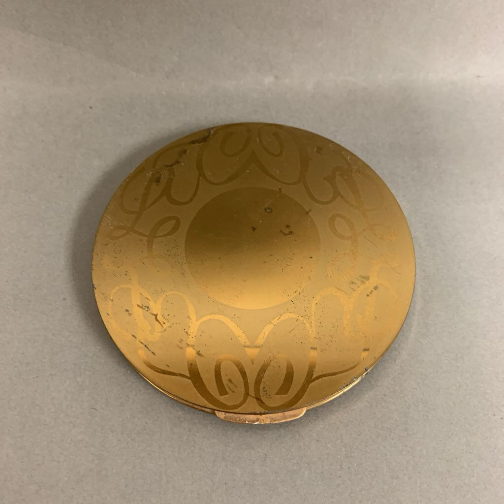 Vintage Columbia Fifth Avenue Swirl Design Goldtone Makeup Compact (4