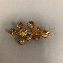 Load image into Gallery viewer, Vintage Yellow Goldtone Crystal Bouquet Brooch Pin (2.75&quot;)
