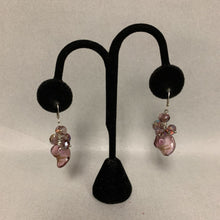 Load image into Gallery viewer, Sterling Plum Art Glass Aurora Borealis Crystal Bead Earrings (2&quot;)
