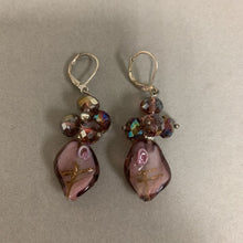 Load image into Gallery viewer, Sterling Plum Art Glass Aurora Borealis Crystal Bead Earrings (2&quot;)
