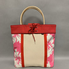 Load image into Gallery viewer, Vintage Tommy Hilfiger Red Pink &amp; Cream Hibiscus Print Canvas Shoulder Bag Purse (11x12.5x4&quot;)
