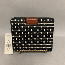 Load image into Gallery viewer, Fossil Emma Black &amp; White Print PVC Mini Wallet NWT (3.5x4&quot;)
