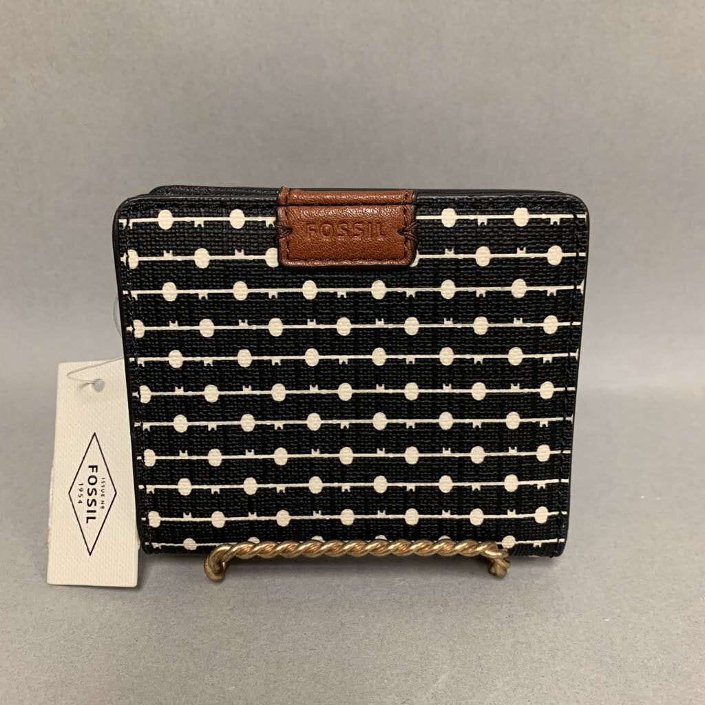 Fossil Emma Black & White Print PVC Mini Wallet NWT (3.5x4