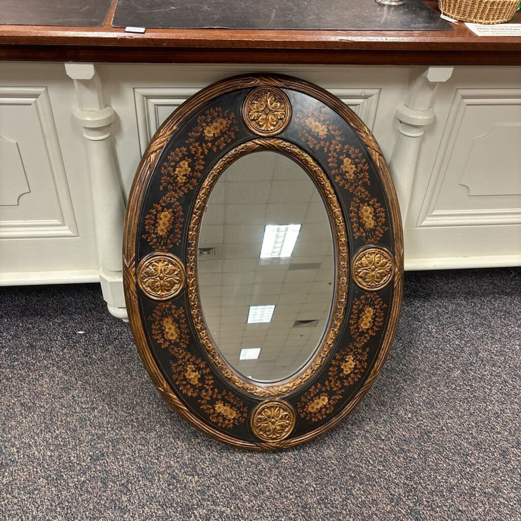 Gold / Black Oval Framed Mirror (39x29)