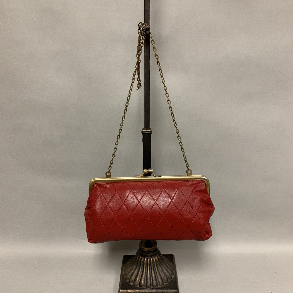 Nine West Red Quilted Faux Leather Chain Strap Purse (5x8.5