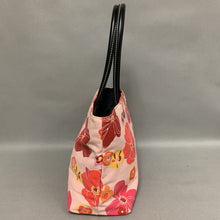 Load image into Gallery viewer, New York Minute Pink Floral Canvas Faux Leather Handle Purse (9x14x4&quot;)
