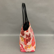 Load image into Gallery viewer, New York Minute Pink Floral Canvas Faux Leather Handle Purse (9x14x4&quot;)
