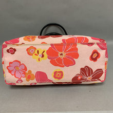 Load image into Gallery viewer, New York Minute Pink Floral Canvas Faux Leather Handle Purse (9x14x4&quot;)
