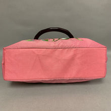 Load image into Gallery viewer, Pink Floral Embroidered Silk Wood Handle Purse (8.5x16x4&quot;)
