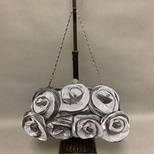 Load image into Gallery viewer, Silver Satin Rosette Chain Strap Evening Bag Purse (5x9.5&quot;)
