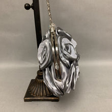 Load image into Gallery viewer, Silver Satin Rosette Chain Strap Evening Bag Purse (5x9.5&quot;)
