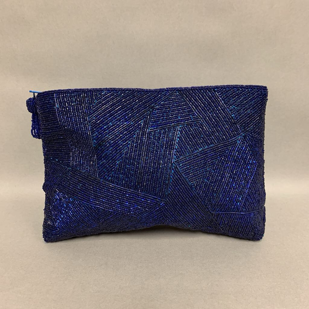 Cobalt Blue Beaded Clutch Purse (7x10