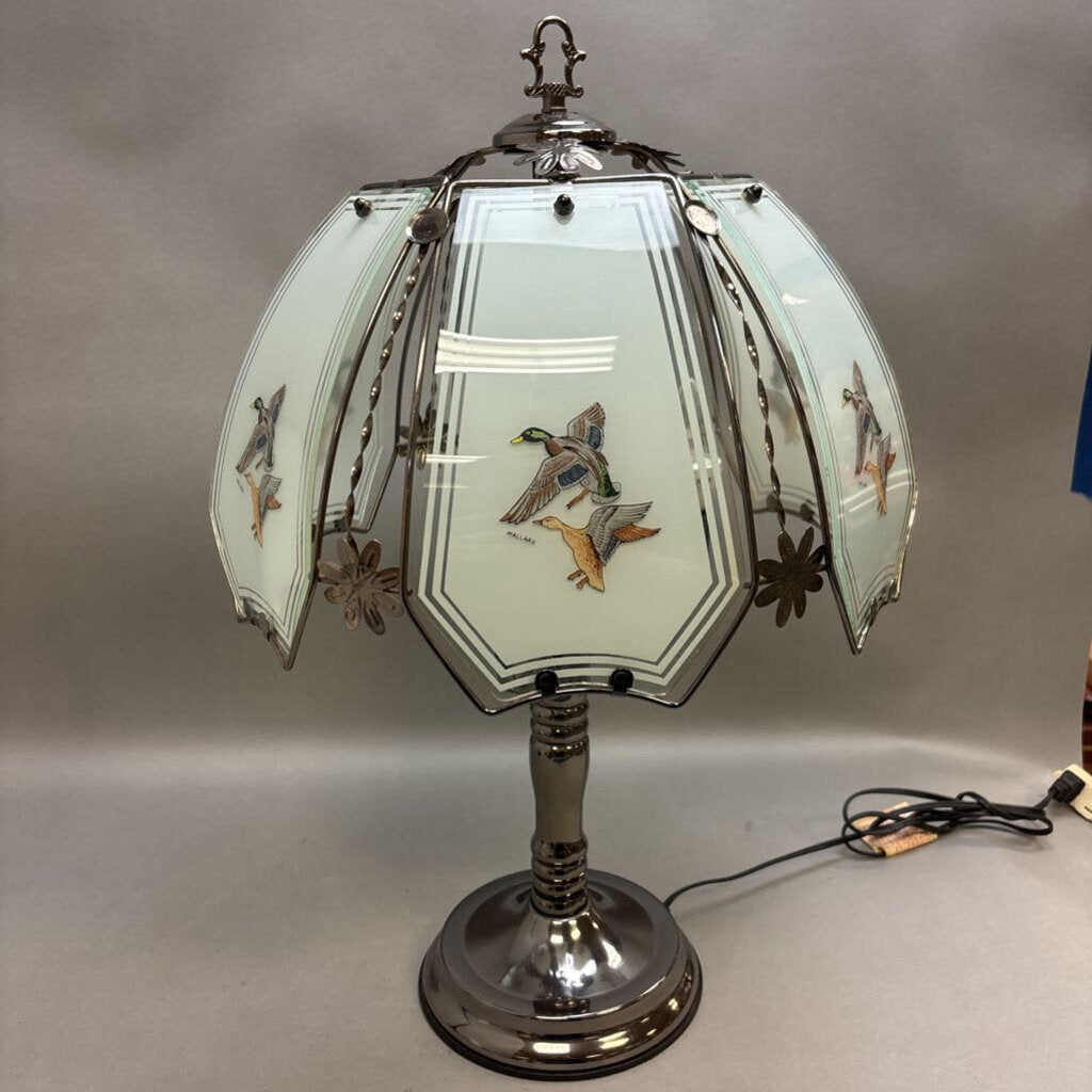 Mallard Duck Glass Shade Touch Lamp (23x15)