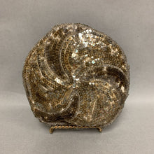 Load image into Gallery viewer, Vintage Silver Sequined &amp; Beaded Round Clutch Purse As-Is (6x6&quot;)
