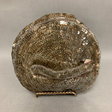 Load image into Gallery viewer, Vintage Silver Sequined &amp; Beaded Round Clutch Purse As-Is (6x6&quot;)
