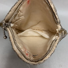 Load image into Gallery viewer, Vintage Silver Sequined &amp; Beaded Round Clutch Purse As-Is (6x6&quot;)
