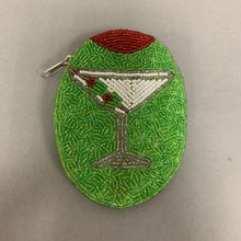 Load image into Gallery viewer, Martini Glass Beaded Coin Purse (5x3.5&quot;)
