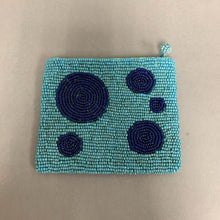 Load image into Gallery viewer, Blue Dot Beaded Coin Purse (4x5&quot;)
