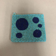 Load image into Gallery viewer, Blue Dot Beaded Coin Purse (4x5&quot;)
