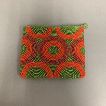 Load image into Gallery viewer, Green &amp; Orange Dot Beaded Coin Purse (4x5&quot;)
