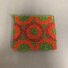 Load image into Gallery viewer, Green &amp; Orange Dot Beaded Coin Purse (4x5&quot;)
