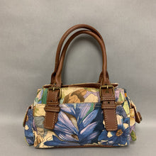 Load image into Gallery viewer, Caribbean Joe Floral Canvas Faux Leather Handle Handbag Purse (6x10x3&quot;)
