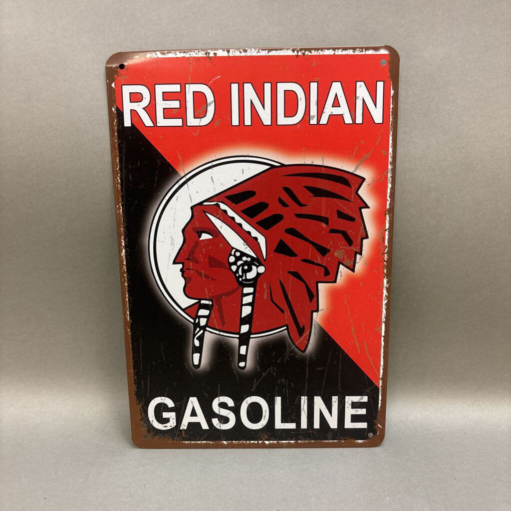 Reproduction Red Indian Metal Sign (12x8)