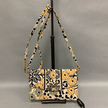 Load image into Gallery viewer, Vera Bradley Yellow &amp; Black Floral Quilted Crossbody Purse (5x8&quot;)
