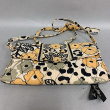 Load image into Gallery viewer, Vera Bradley Yellow &amp; Black Floral Quilted Crossbody Purse (5x8&quot;)
